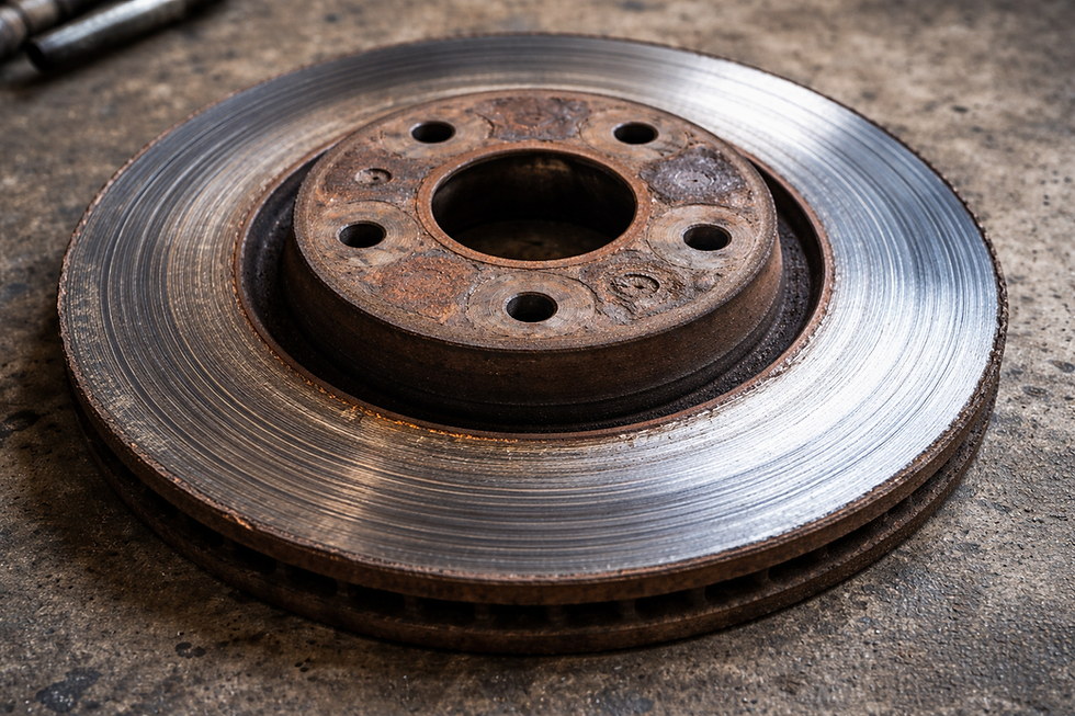 Grooved and warped brake rotor